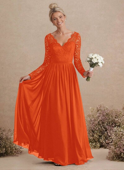 Long Sleeves Lace A-Line Bridesmaid Dresses