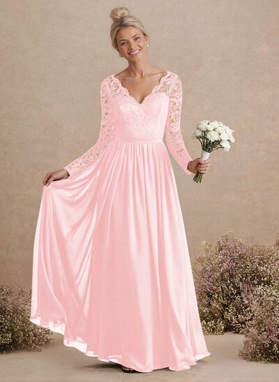 Long Sleeves Lace A-Line Bridesmaid Dresses