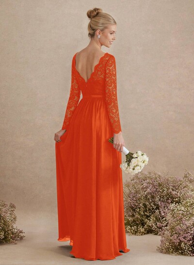 Long Sleeves Lace A-Line Bridesmaid Dresses