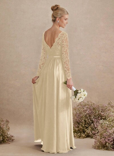 Long Sleeves Lace A-Line Bridesmaid Dresses