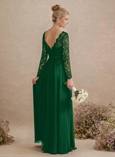 Long Sleeves Lace A-Line Bridesmaid Dresses