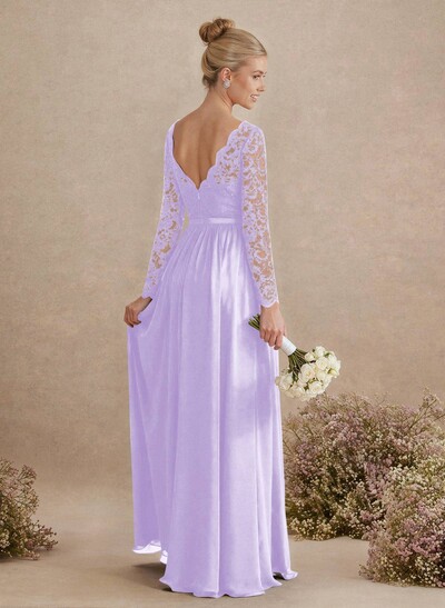 Long Sleeves Lace A-Line Bridesmaid Dresses