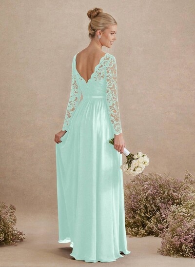 Long Sleeves Lace A-Line Bridesmaid Dresses