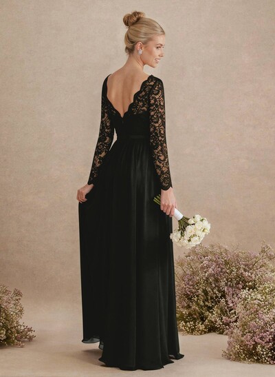 Long Sleeves Lace A-Line Bridesmaid Dresses