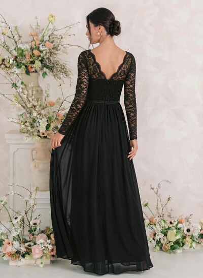 Long Sleeves Lace A-Line Bridesmaid Dresses