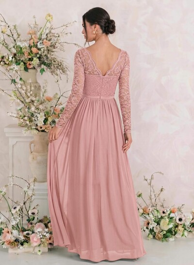 Long Sleeves Lace A-Line Bridesmaid Dresses