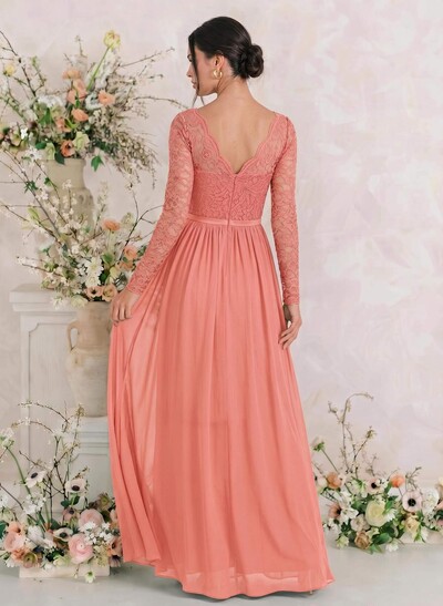 Long Sleeves Lace A-Line Bridesmaid Dresses