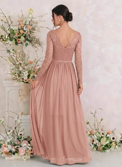 Long Sleeves Lace A-Line Bridesmaid Dresses