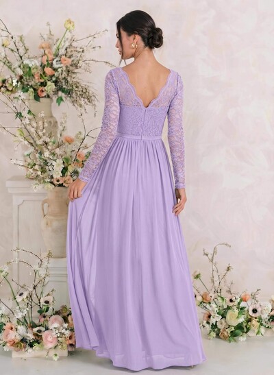 Long Sleeves Lace A-Line Bridesmaid Dresses