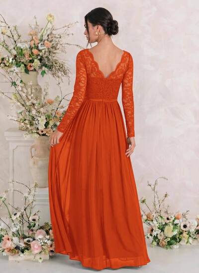 Long Sleeves Lace A-Line Bridesmaid Dresses