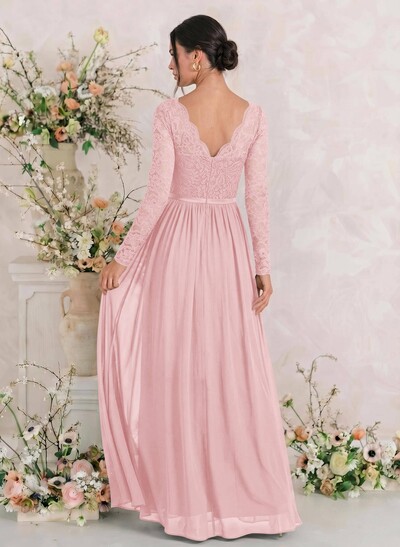 Long Sleeves Lace A-Line Bridesmaid Dresses