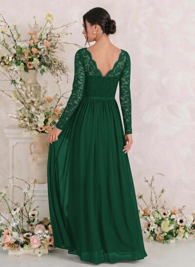 Long Sleeves Lace A-Line Bridesmaid Dresses