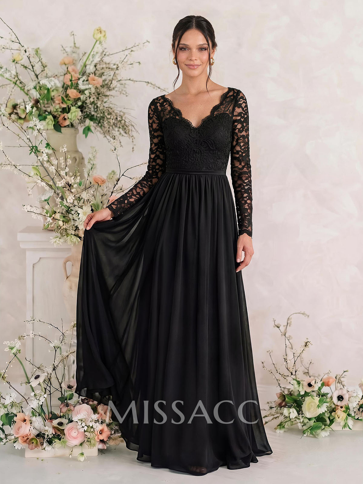 Long Sleeves Lace A-Line Bridesmaid Dresses Long Sleeves Lace A-Line Bridesmaid Dresses