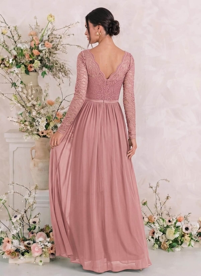 Long Sleeves Lace A-Line Bridesmaid Dresses