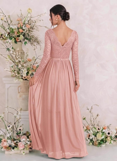 Long Sleeves Lace A-Line Bridesmaid Dresses