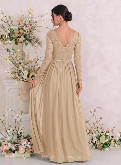 Long Sleeves Lace A-Line Bridesmaid Dresses