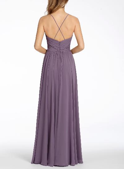 V-Neck A-Line Open Back Bridesmaid Dresses