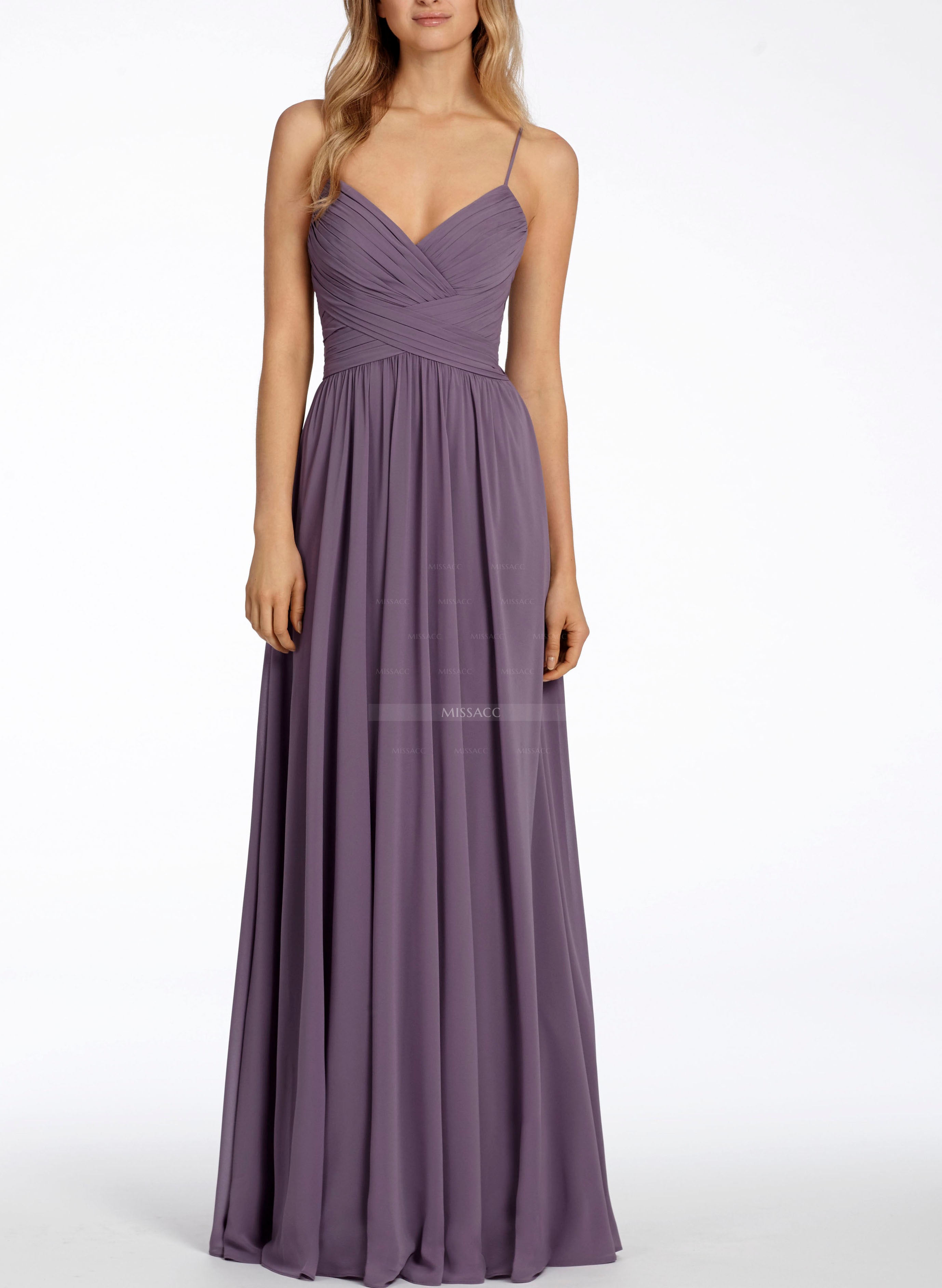 V-neck A-Line Open Back Bridesmaid Dresses