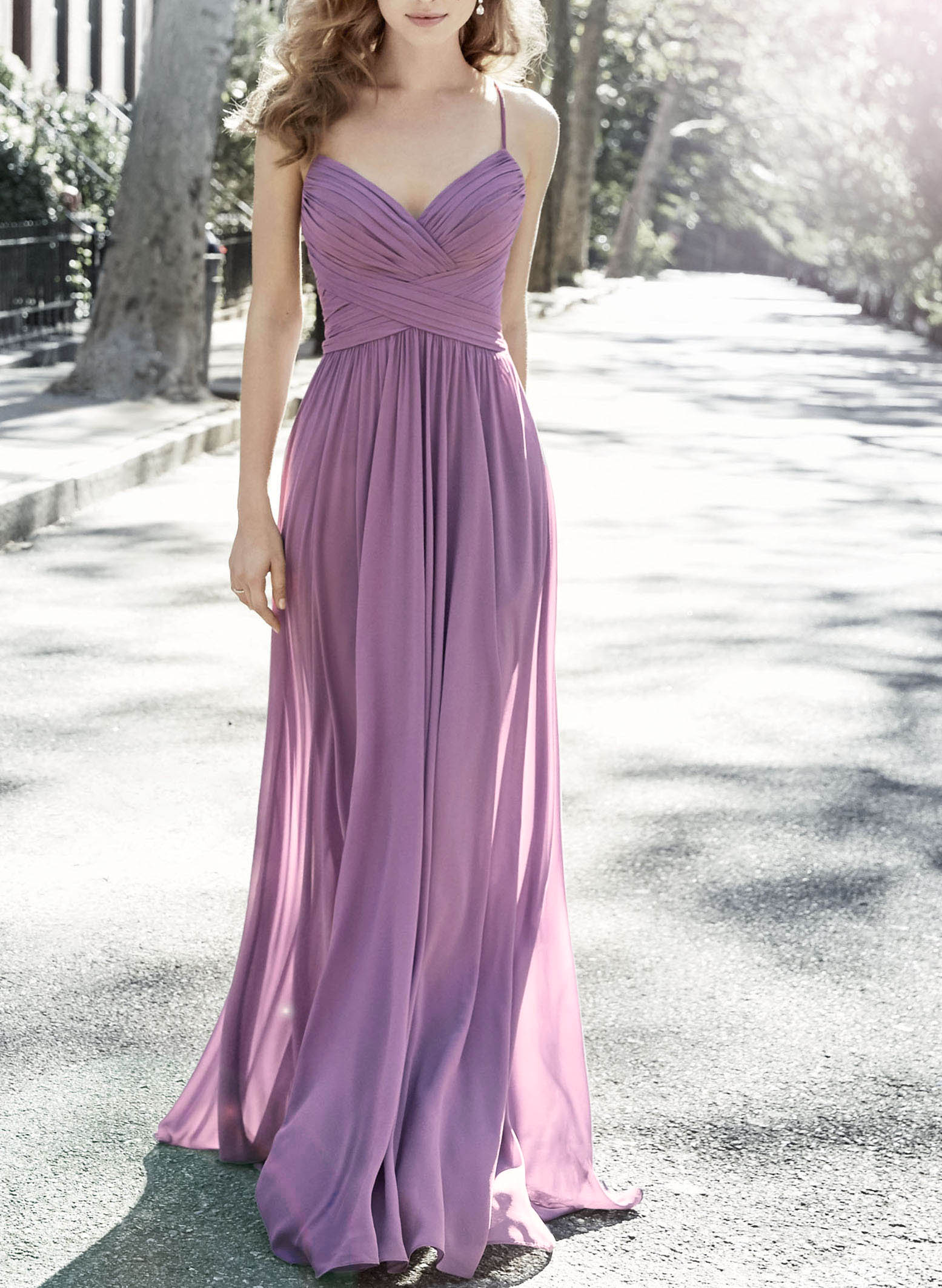 V-Neck A-Line Open Back Bridesmaid Dresses