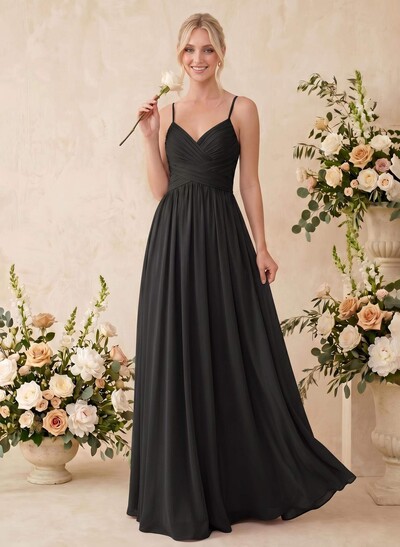 V-Neck A-Line Open Back Bridesmaid Dresses