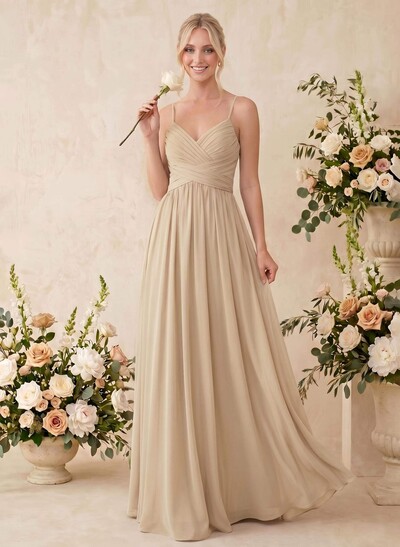 V-Neck A-Line Open Back Bridesmaid Dresses