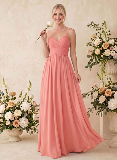 V-Neck A-Line Open Back Bridesmaid Dresses