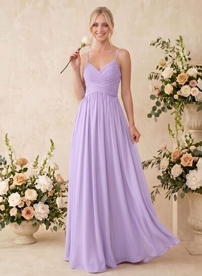 V-Neck A-Line Open Back Bridesmaid Dresses