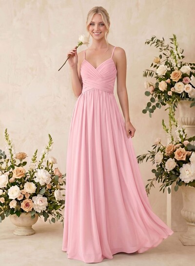V-Neck A-Line Open Back Bridesmaid Dresses