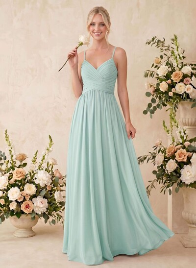 V-Neck A-Line Open Back Bridesmaid Dresses