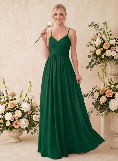 V-Neck A-Line Open Back Bridesmaid Dresses