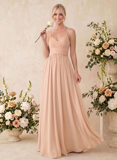 V-Neck A-Line Open Back Bridesmaid Dresses