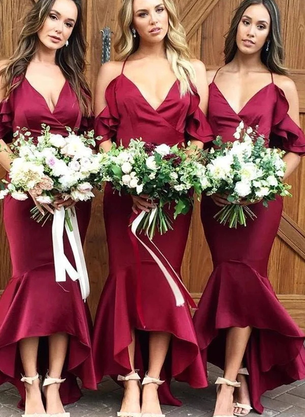 Mermaid Off-The-Shoulder Bridesmaid Dresses With Satin