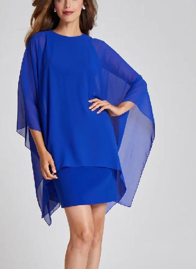 Blue Wrap Elegant Sheath/Column Cocktail Dresses