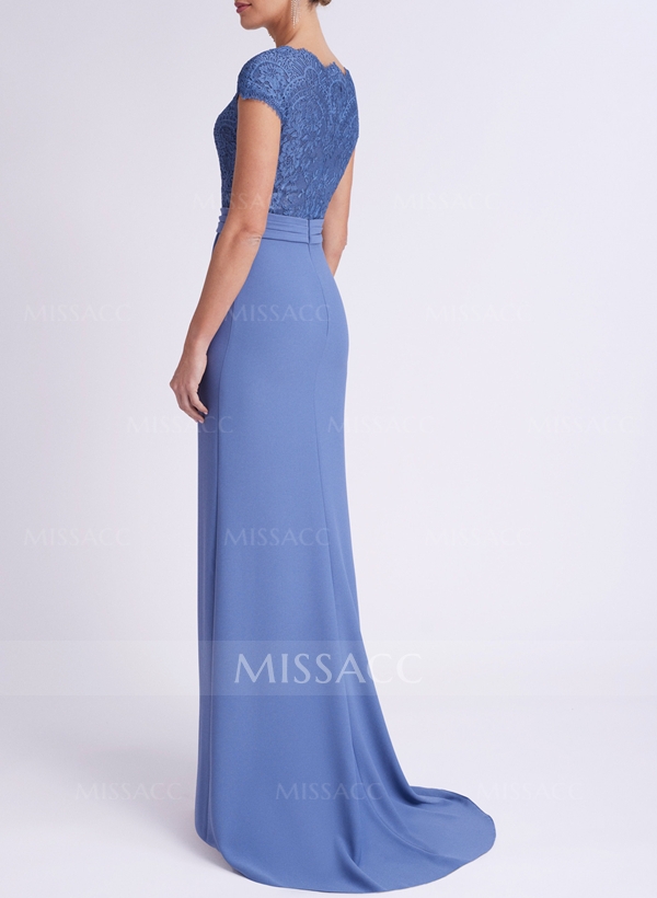 Lace Sheath/Column Elegant Evening Dresses With V-Neck