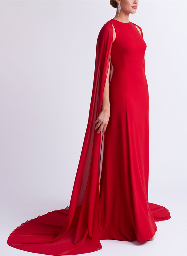 Red Wrap Elegant Evening Dresses With Chiffon