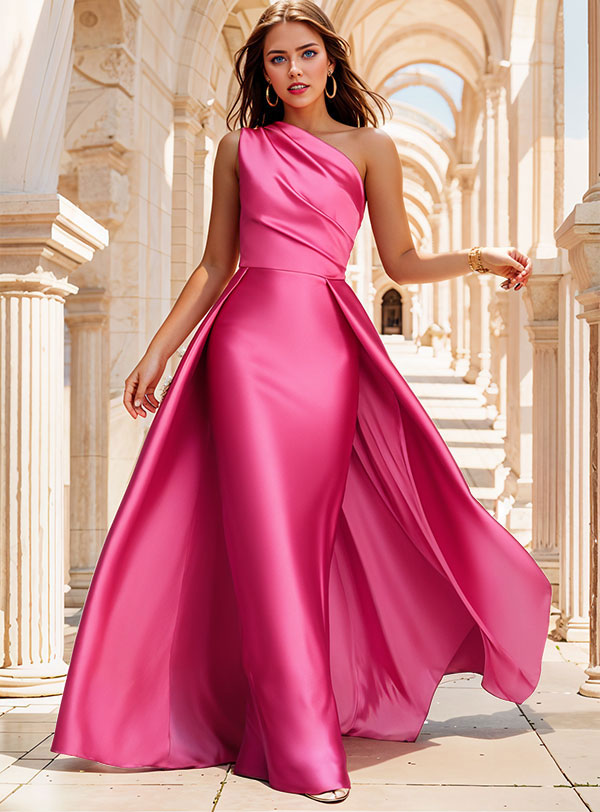 Elegant One-Shoulder Satin Evening Dresses