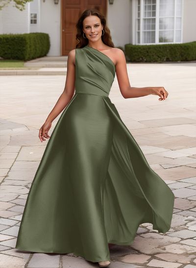 Elegant One-Shoulder Satin Evening Dresses