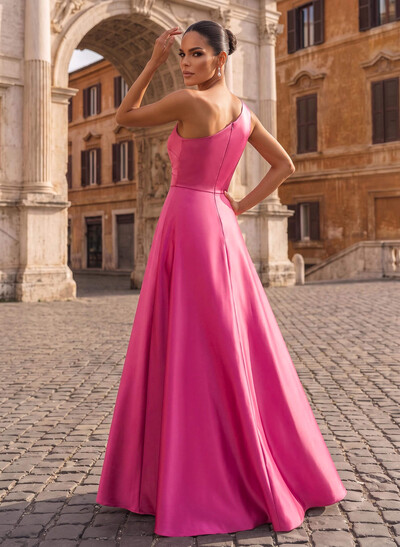 Elegant One-Shoulder Satin Evening Dresses
