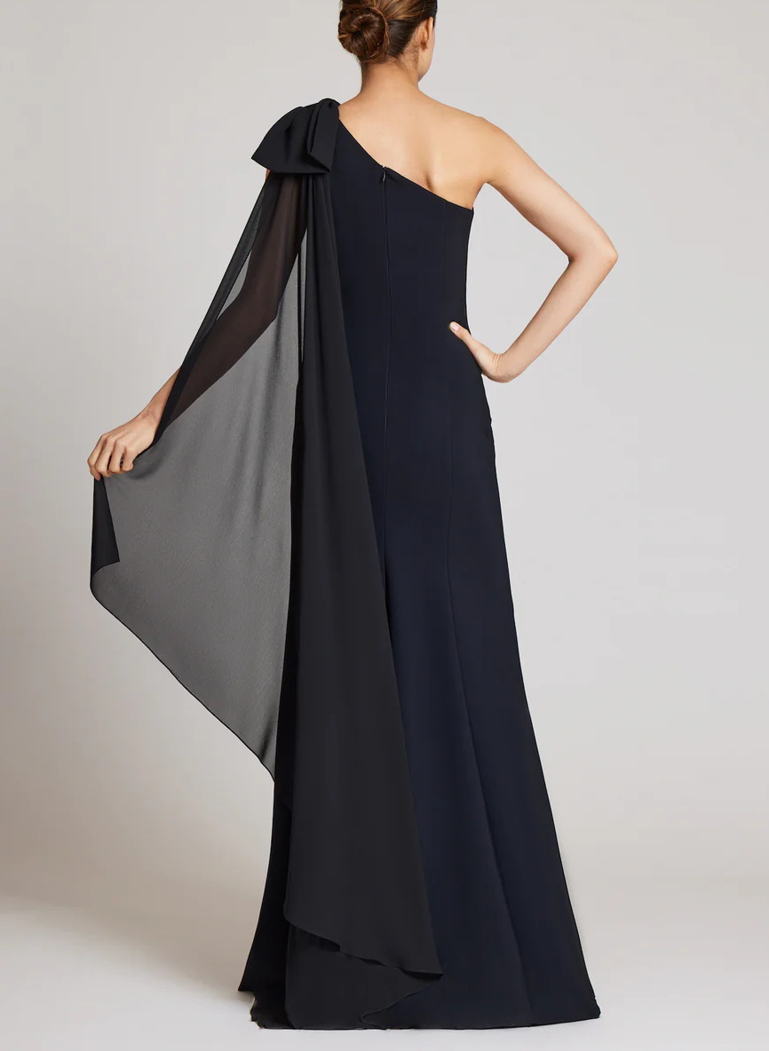 Black Wrap One-Shoulder Elegant Evening Dresses
