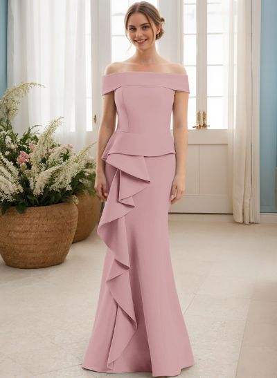 Off-The-Shoulder Cascading Ruffles Mother Of The Bride Dresses