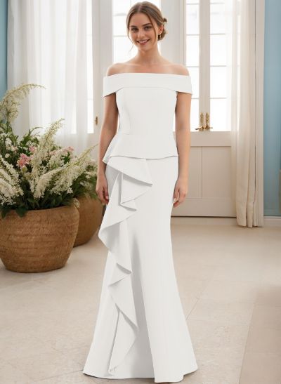 Off-The-Shoulder Cascading Ruffles Mother Of The Bride Dresses