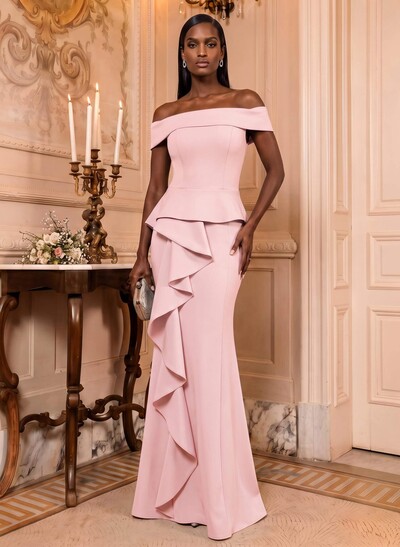 Off-The-Shoulder Cascading Ruffles Mother Of The Bride Dresses