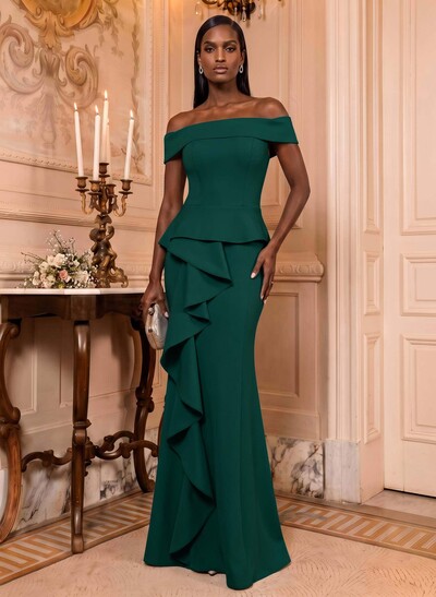 Off-The-Shoulder Cascading Ruffles Mother Of The Bride Dresses