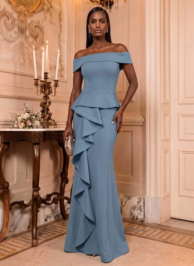 Off-The-Shoulder Cascading Ruffles Mother Of The Bride Dresses