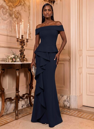 Off-The-Shoulder Cascading Ruffles Mother Of The Bride Dresses