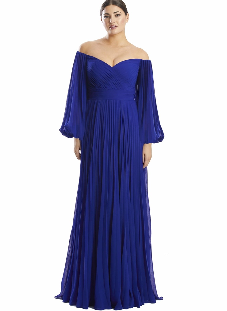 Long Sleeves Pleated Off-The-Shoulder Evening Dresses