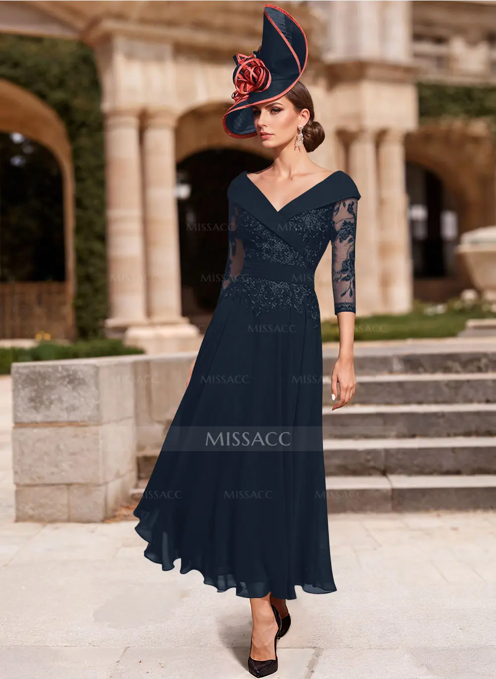 slim fit dress slacks Zapaka Women Black Formal Dress Sheath Off The Shoulder Long Sleeves Mesh and Lace Long Formal Wear Dress, Black / US8 main image 1