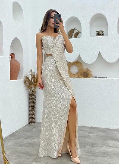 Sparkly Sequin Long Prom Dress With Split Front