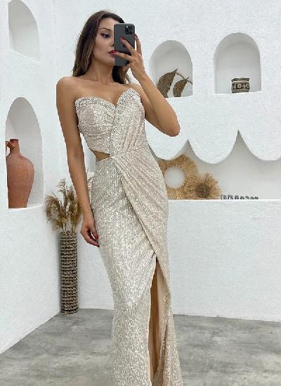Sparkly Sequin Long Prom Dress With Split Front