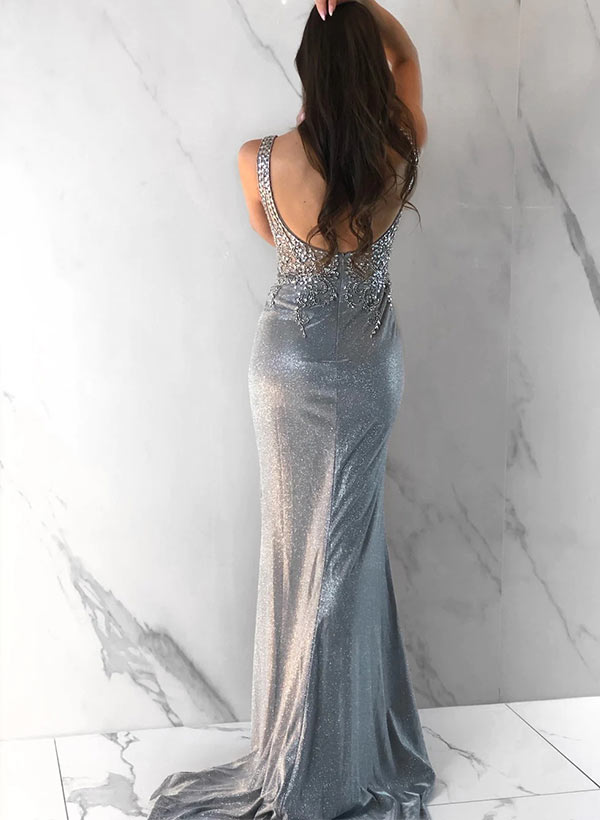 Mermaid Sequined Long Prom Dress With Appliques Lace